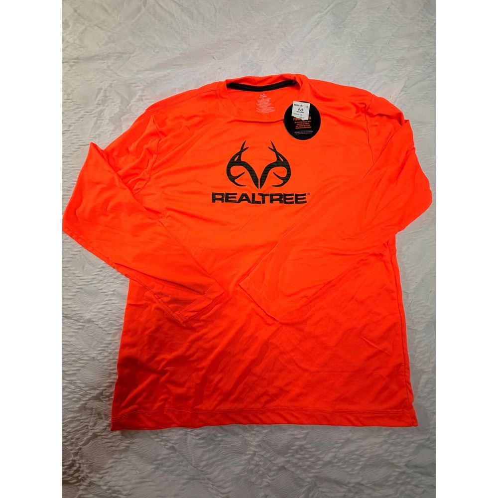 Realtree Mens Performance Long Sleeve Tee Blaze Orange Hunting Shirt NWT